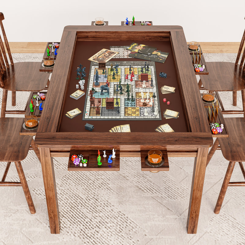 Lausaint Home 53'' Board Game Card Dining Table for 6 Players with